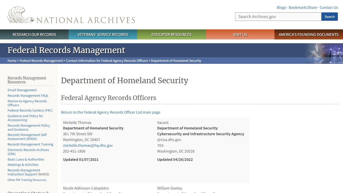 Department of Homeland Security | National Archives